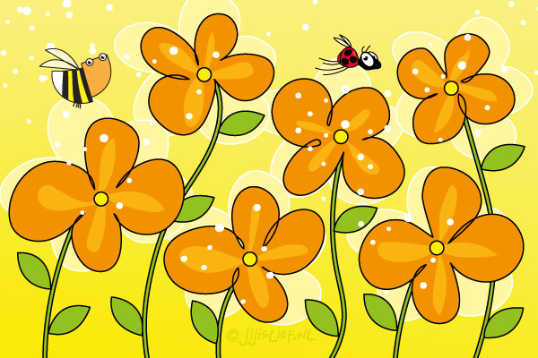 Kaart: Oranje bloemen